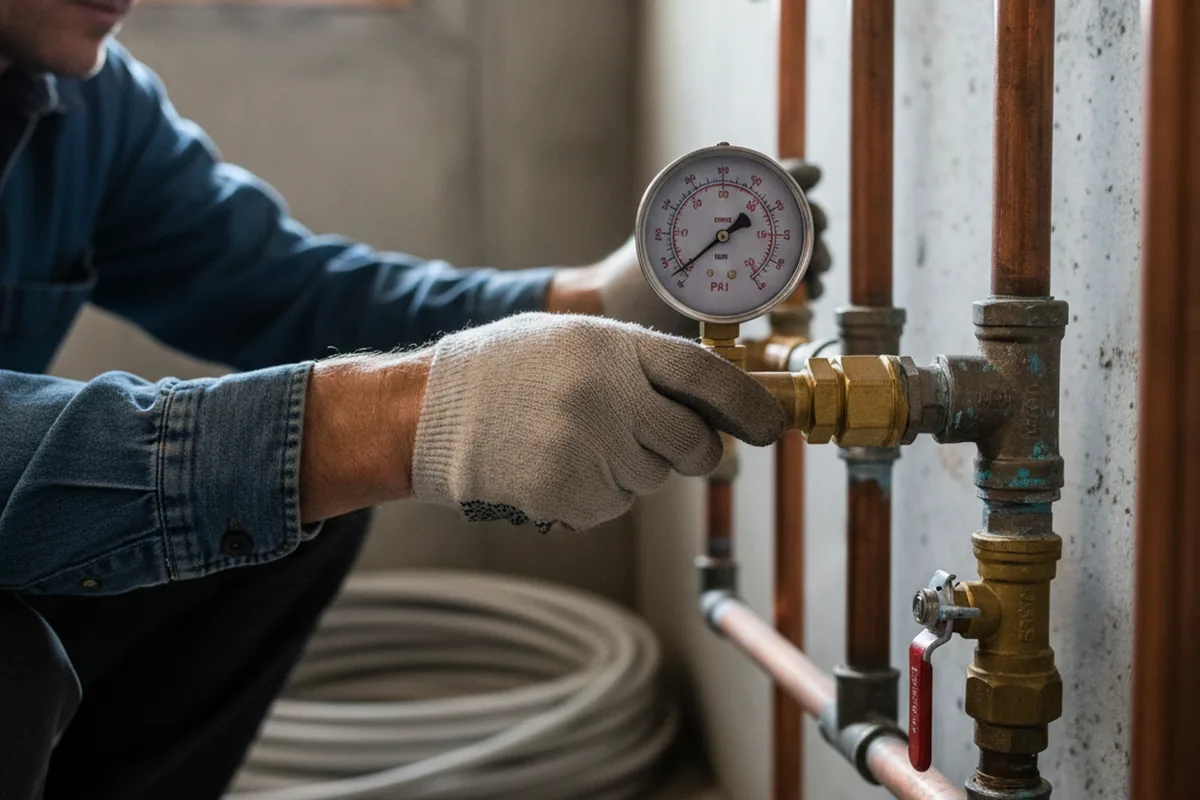 Pressure testing a repaired line during Water Line Repair in Corona